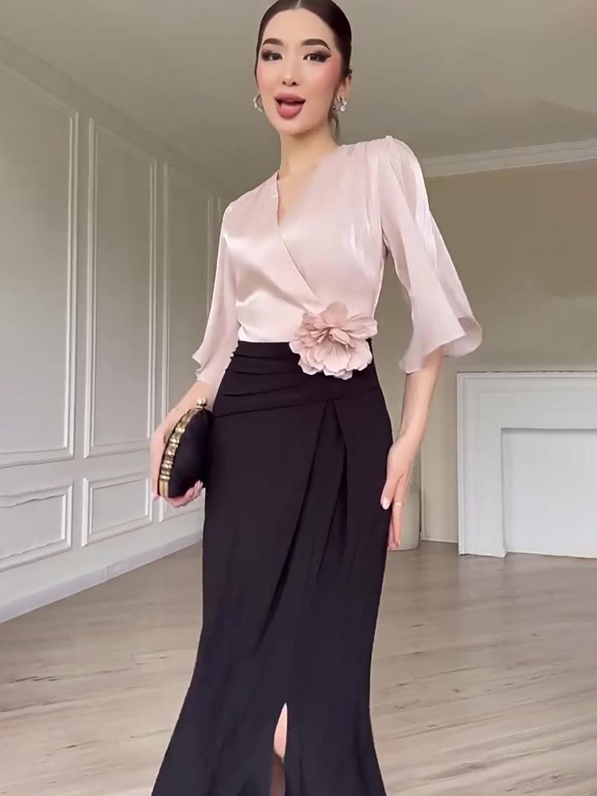 

Весна 2025 Элегантное приталенное платье с длинным рукавом для женщин XXL разноцветный