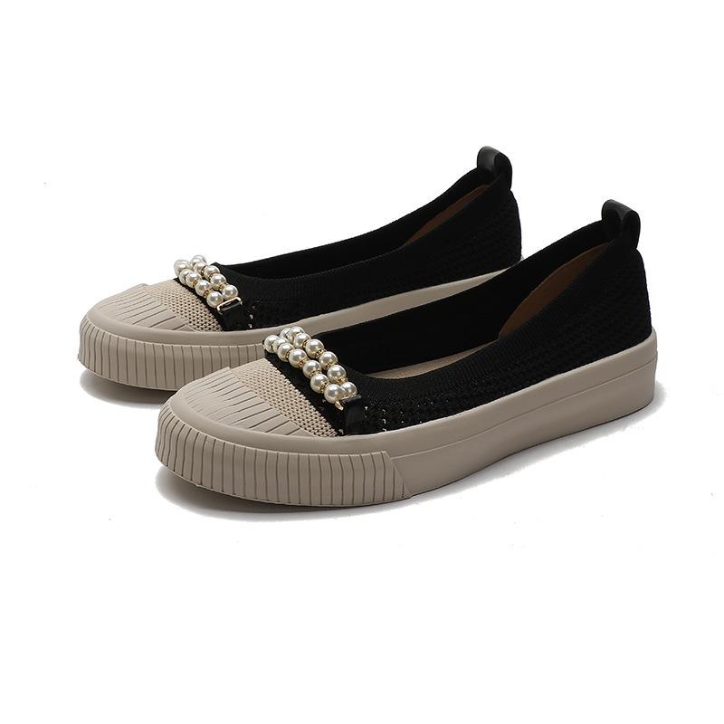 Butterfly Fisherman Shoes Women's New Pearl Platform Comfortable Breathable Lazy One-pedal Loafers