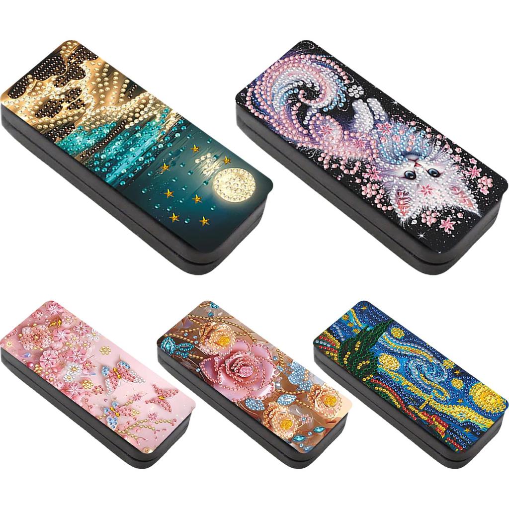 PU 5D Diamond Painting Sunglass Case Special Shape Handmade Sunglasses Storage Box Art Crafts for Daily Commute Travel Carrying