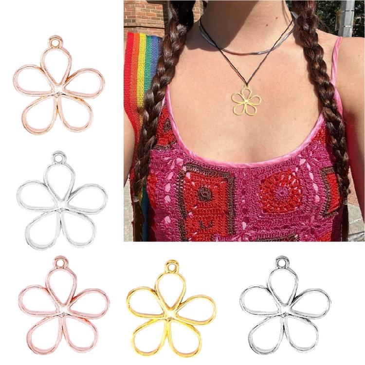 50 PCS Alloy Hollow Flower Charm Flower Pendant Hollow Flower for Jewelry Making
