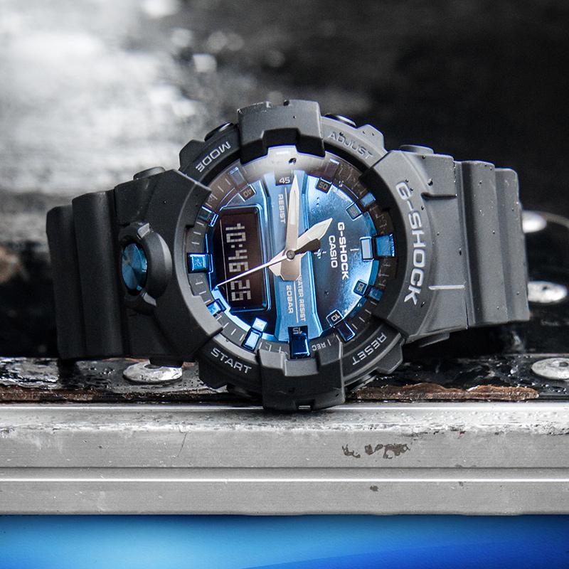 Casio Fashion Trend Color Block Retro Versatile Classic Dual Display Sports Waterproof Shockproof Quartz Watch Men Watches Blue GA-810MMB-1A2PR