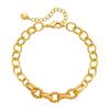 Gold Plated Thick Oval Chain Twisted Design Women Fashion Bracelet
