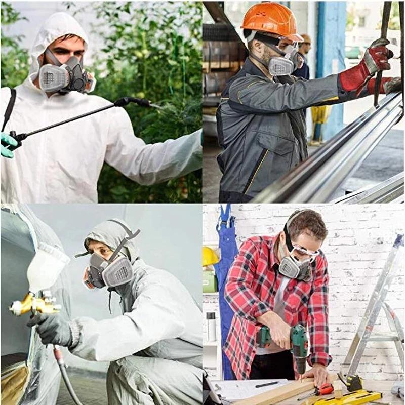 6200 Half Face Dust Gas Mask with Protective Fog Proof Glasses Industrial Painting Spraying Respirator Filters Safety Work