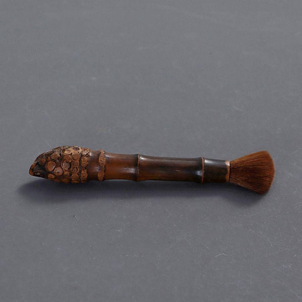 Long Handle Carbonized Bamboo Root Teapot Pen Chinese Style Tea Brushes Tea Cup Cleaner Kitchen