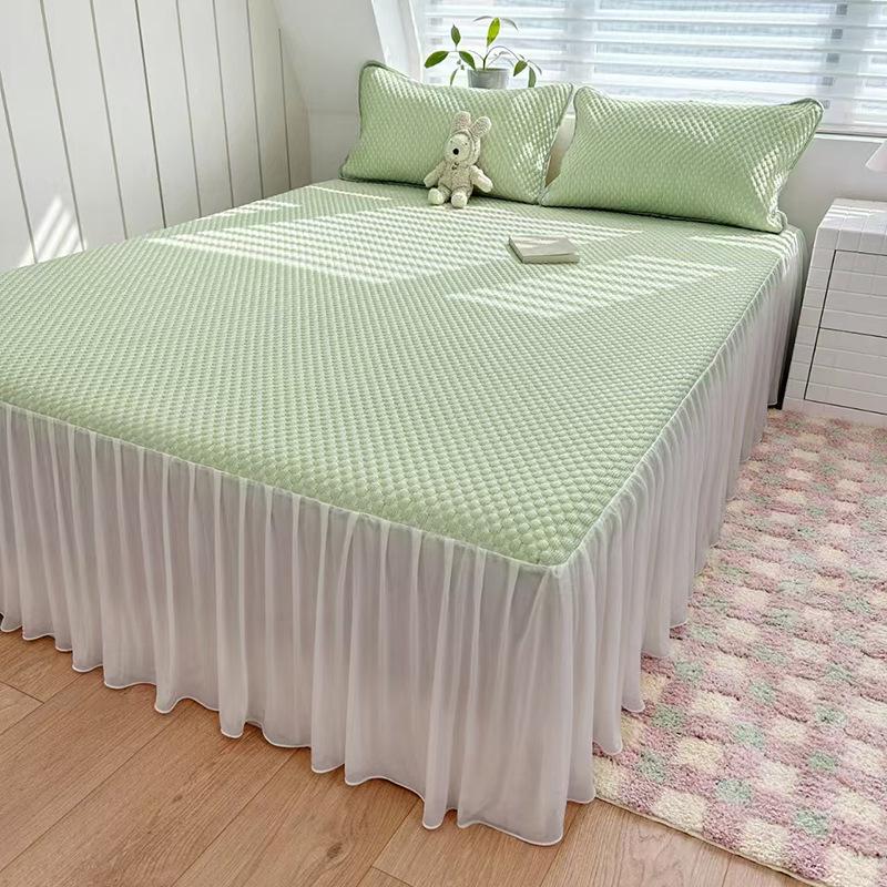 3D Bean Ice Silk Cool Massage Mat - Summer Bed Sheet & Skirt Style for Relaxation and Comfort