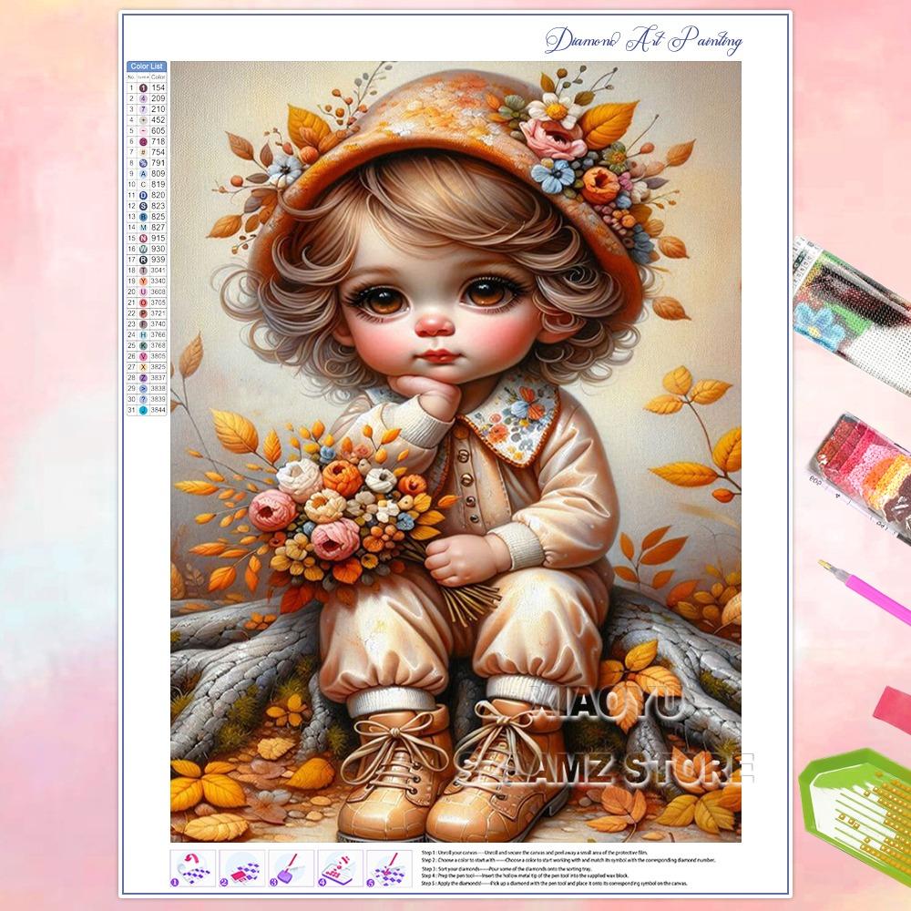 

Алмазная живопись своими руками Милая девушка и животное Новинка 2025 Полная круглая мозаичная вышивка AB Алмазное искусство Хобби для взрослых Подарки ручной работы Round 30x40cm