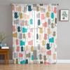 Black Cat Animal Pure White Fine Netting Transparent Drapes Perfect for Living Room Decoration Window Panel Curtain for Bedroom Cooking Area Voile