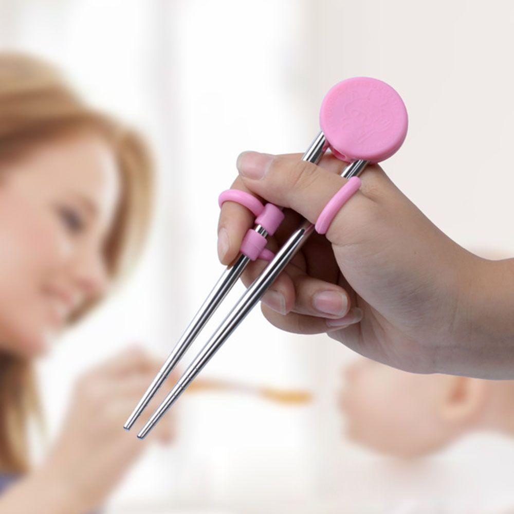 

Cute Pig Baby Enlightenment Cartoon Children Stainless Steel for Kids Training Chopstick Learning розовый