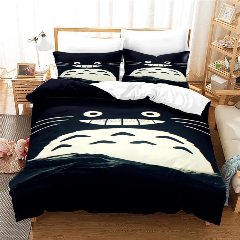 My Neighbor Totoro Cartoon 3d Bedding Set Anime Twin Full Queen King Comforter Cover Set with Pillowcase 2/3pcs Duvet Cover Sets