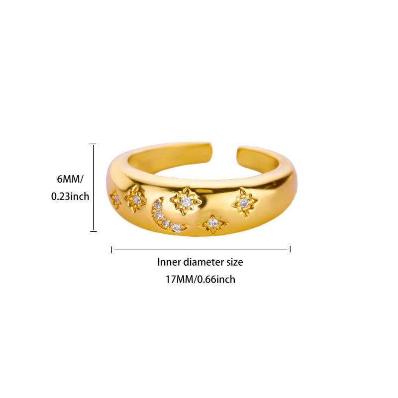 Hot-selling Simple Personalized Gold-plated Stainless Steel Zircon Geometric Opening Ring Female Niche Versatile Ring