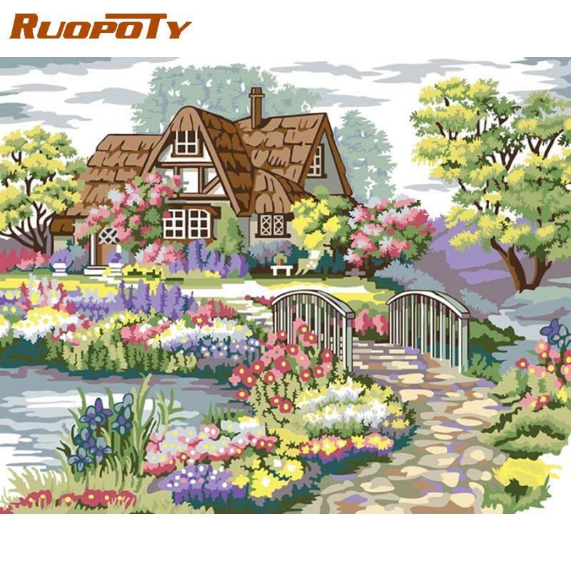 

Ruopoty безрамная картина «сделай сам» по номерам, акриловая настенная живопись, пейзаж, холст, современная картина маслом 40x50 см