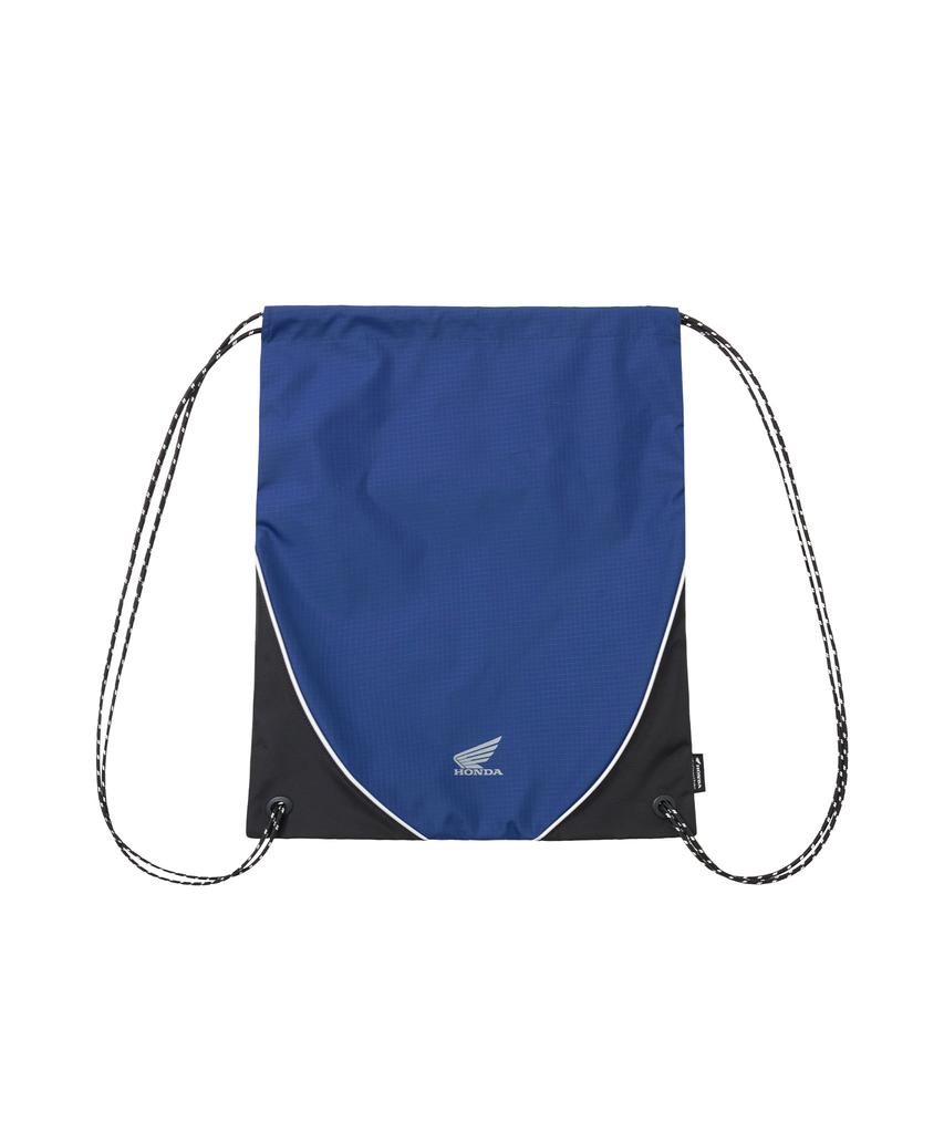 Phyps Motorcycle Nylon Color Block Drawstring Bag Navy