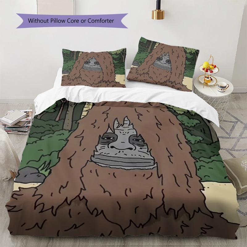 The Big Lez Show Sassy Night Forest 3 Pieces Bedding Set, Cartoon Bigfoot Duvet Cover & Pillowcases