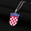 Stainless Steel Croatian Coat of Arms Pendant Necklace for Men & Women - Geometric Titanium Steel Design