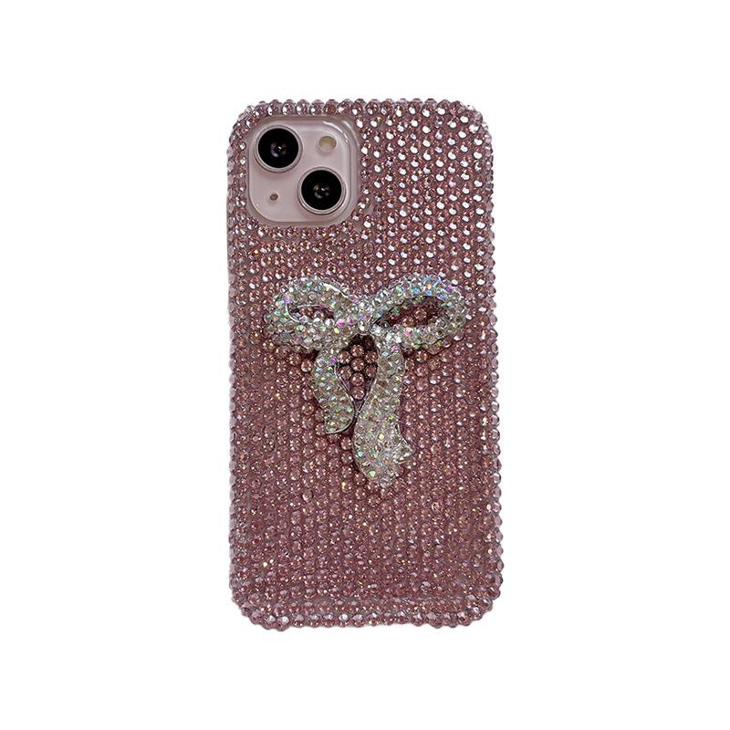 Full Diamond Bow Phone Case for IPhone17promax High-end for Apple 16pro Luxury Glitter Ins