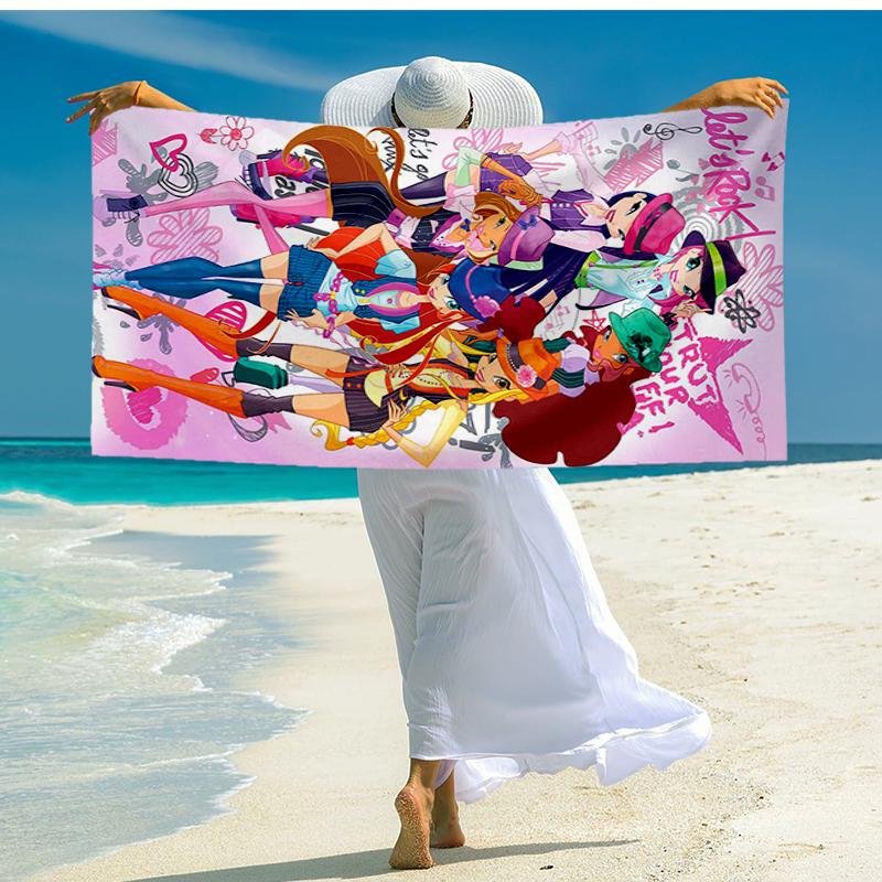 Ultra-Soft Beach Towel with Winx Club Theme,Ideal for Pool - Camping, Diving - Perfect Travel Essential, Vibrant Beach Towel.