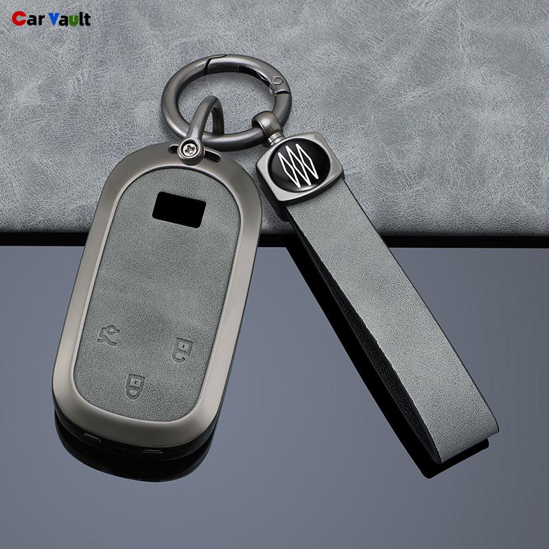 Zinc Alloy+Leather Car Remote Key Case Cover Protective Shell Fob For 23-24 Geely Rox 01 Baic Polestones 01 Jishi Accessories