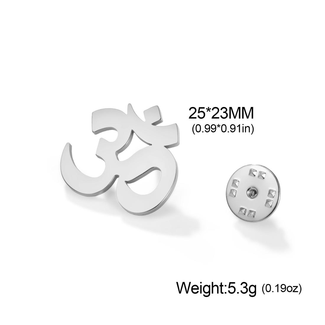 OM Yoga Symbol Brooch Stainless Steel Hindu Om Shiva Symbol Brooches Daily Party Accessories Jewelry