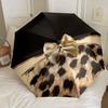 Leopard Print Gold-Rimmed Design Folding Umbrella, Luxurious Style, 8-Rib Durable Frame, Portable Travel Umbrella, Suitable for Commuting, B