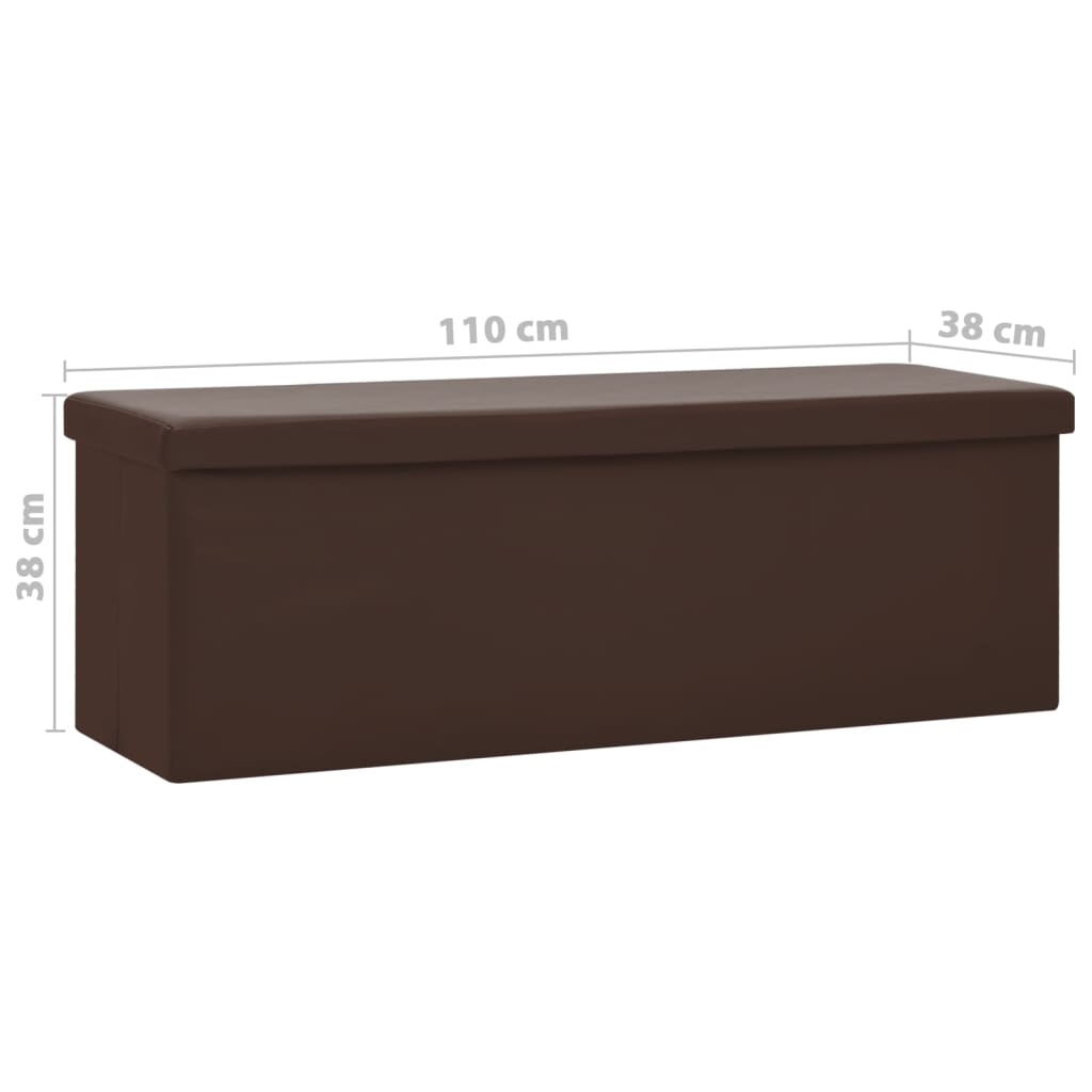 Foldable Storage Bench with Storage Space Brown PVC