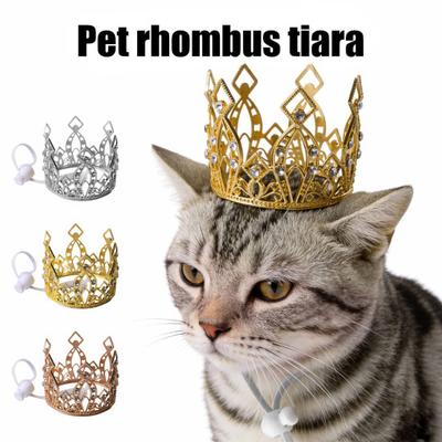 Corona Scintillante per Animali Corona Regolabile per Gatto con Coulisse Tiara Corona di Strass
