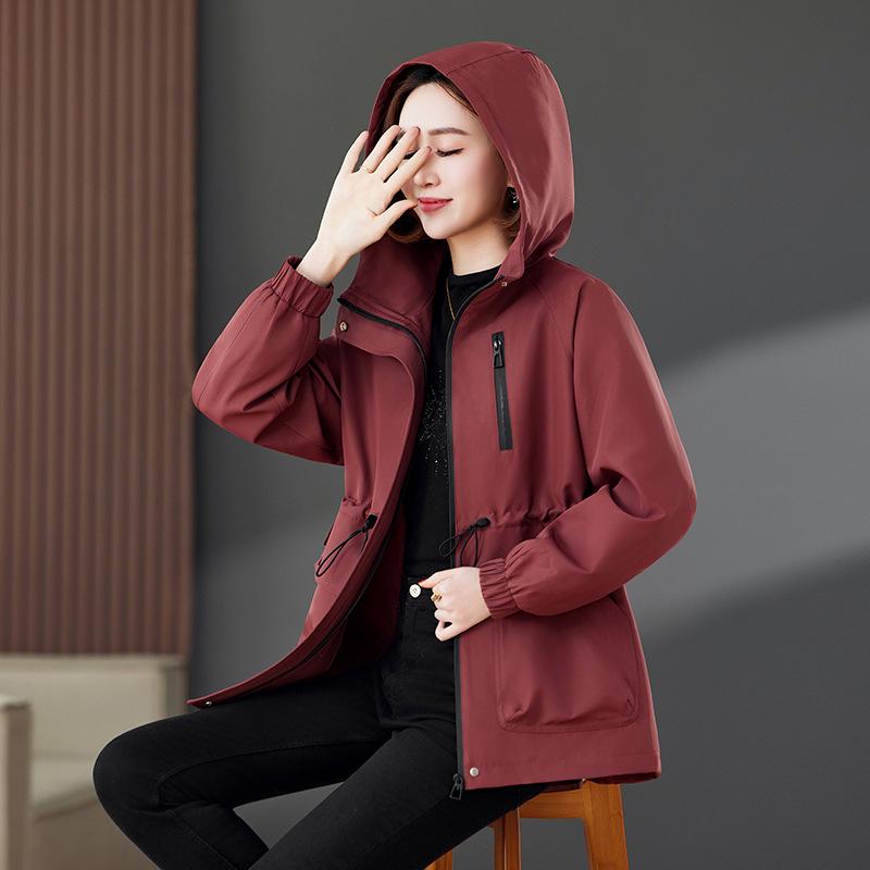 

2025 Spring Red Angora Hooded Slimming Jacket M (90-115 jin)