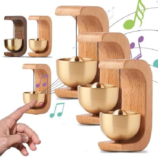 Solid Wood Wind Chime Suction Door Wooden C-Shaped 2025 New Magnetic Doorbell Chimes When Opens 2/3 Pcs (3pcs-Beech)