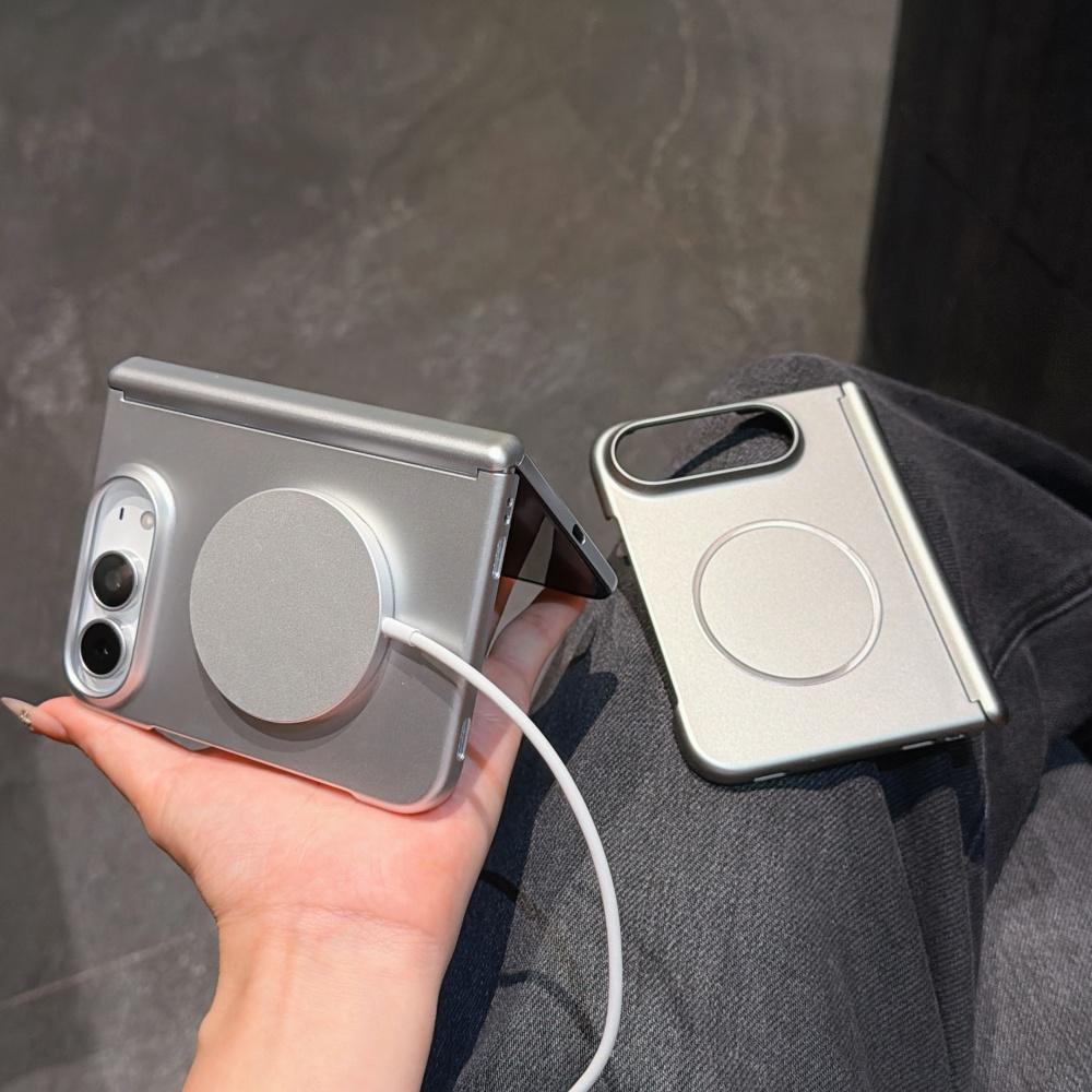 Plating Magnetic For Magsafe Hinge Protection Matte Phone Case For iPhone Duo Ultra Thin Shockproof Hard Bumper PC Fold Cover