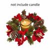Flower Artificial Wreath Candle Rings Red Berry Pillar Candlestick Wreath Candle Holder  Party