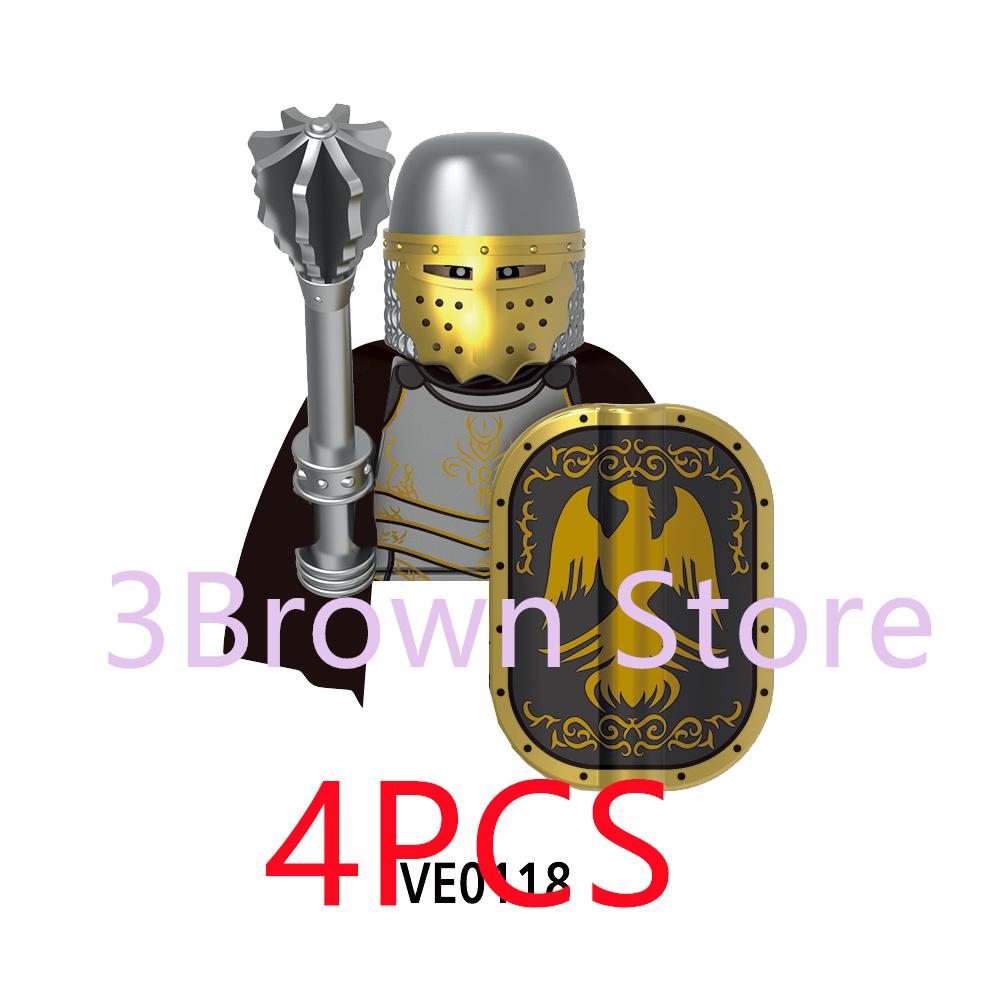 Medieval Building Blocks Accessories MOC Castles Dragon Knights Army Soldiers Warrior Helmets Shields Armors Axes Toy Gift S038
