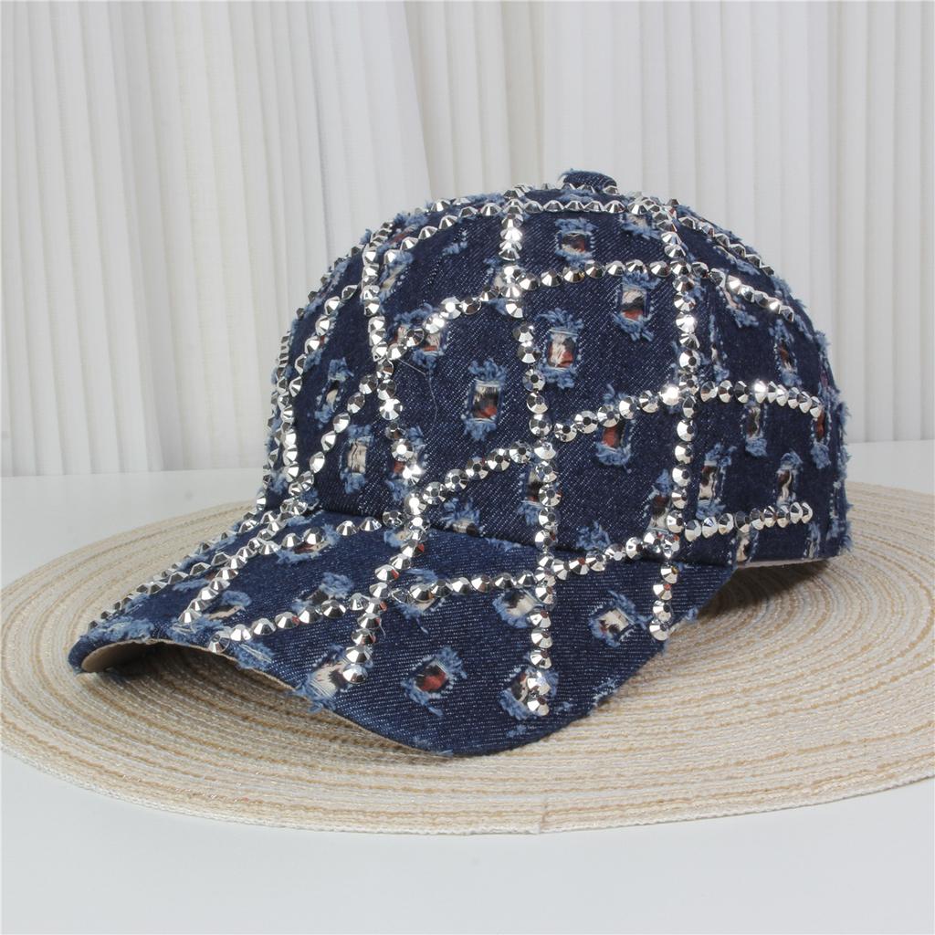 Fashionable Multiple Styles of Glittering Sequin Frayed Denim Baseball Caps, Suitable for Street Performances and Daily Outings