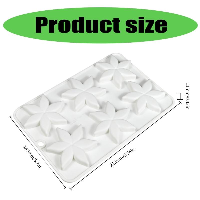 6 Cavities Flower Food Grade Silicone Puddings Chocolate Mousse Mould Cake Decorating Tool Kitchen Baking Supplies