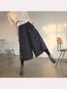 Plus Size Plaid Skort Outerwear with Elastic Waist, Woolen Wide-Leg Pants for Autumn/Winter