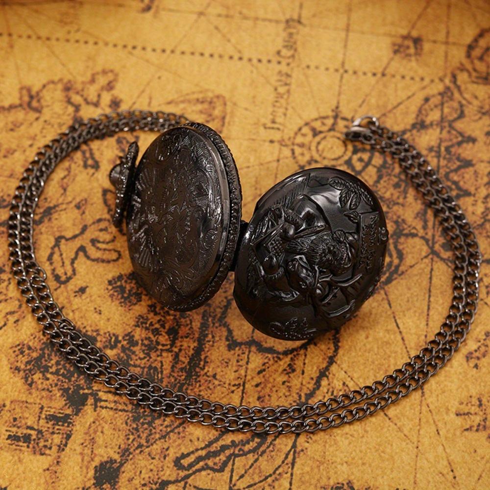 2 pezzi/set, Orologi da tasca da donna, Classico alla moda Babbo Natale Renna Orologio da tasca al quarzo, Collana a catena moda natalizia vintage Orologio da donna.