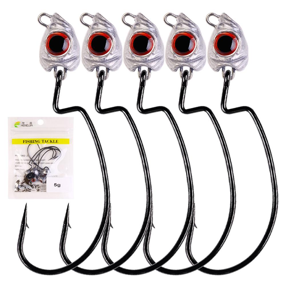 5pcs/ Texas Eye Finesse Jig Heads Wide Gap Hook for soft bait with big eyes Antihanging Bass Fishing Tackle Accessorize