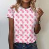 Women's Breast Printed Neck Casual T-Shirt