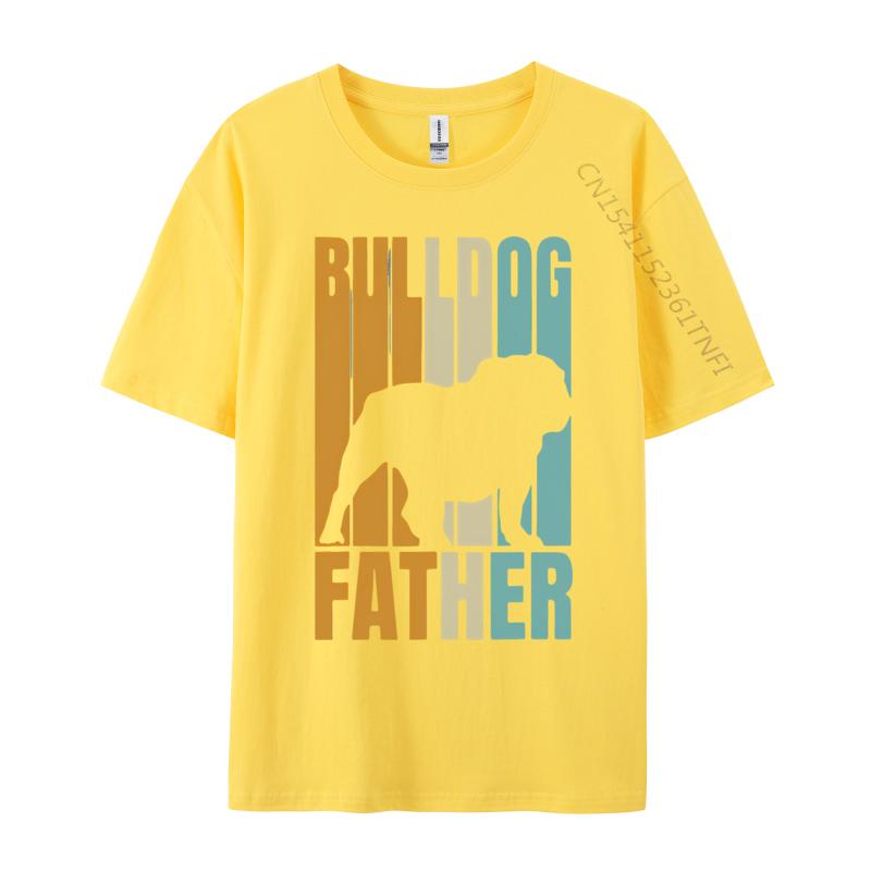 Retro Bulldog Father Cool Dog Dad Tshirt Unisexs Cotton Top Tee Fitting Oversized Tshirt Top Anime T Shirts