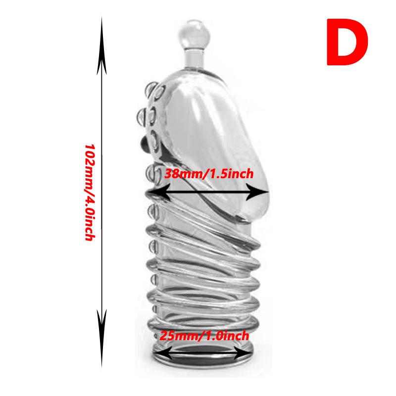 Penis Extender Cock Rings Reusable Delay Ejaculation Penis Condoms Dick Sleeve Silicone Glans Cover Enlargement Sex Toys For Men