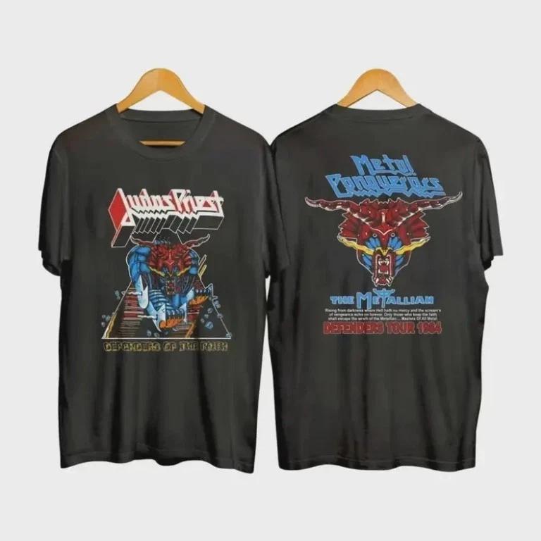 Vtg Graphic Judas Priest 1984 Defenders of The Faith Tour Dates T-Shirt. 3XL