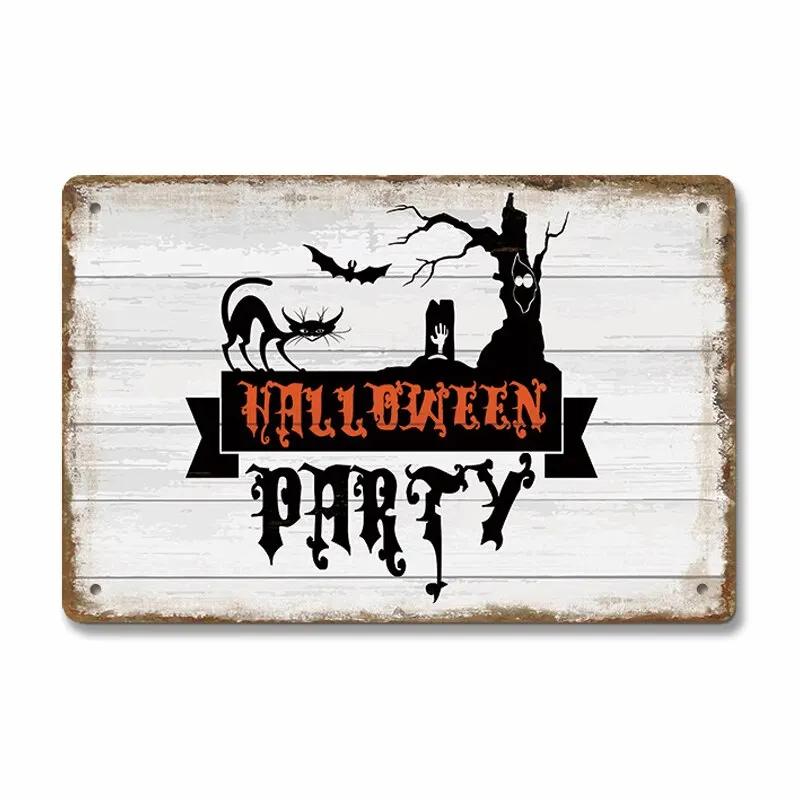 Vintage Halloween Trick or Treat Party Poster Tin Signs  Metal Plate Wall Decor for Cafe Bar Pub  Perfect Halloween Gift