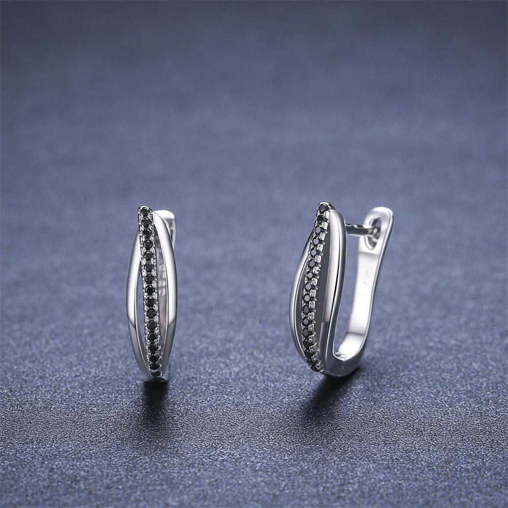 Black Awn Black Stone Hoop Earrings for Women