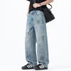 Men's ink-splashing wide-leg jeans summer thin new trendy brand old loose straight jeans