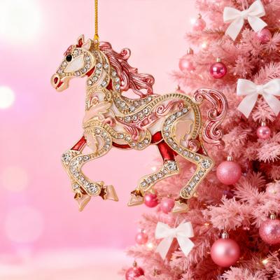 Horse Christmas Ornaments Sparkly Rhinestone Horse Hanging Decoration Acrylic Christmas Tree Ornament for Winter Xmas Party Supplies Holiday