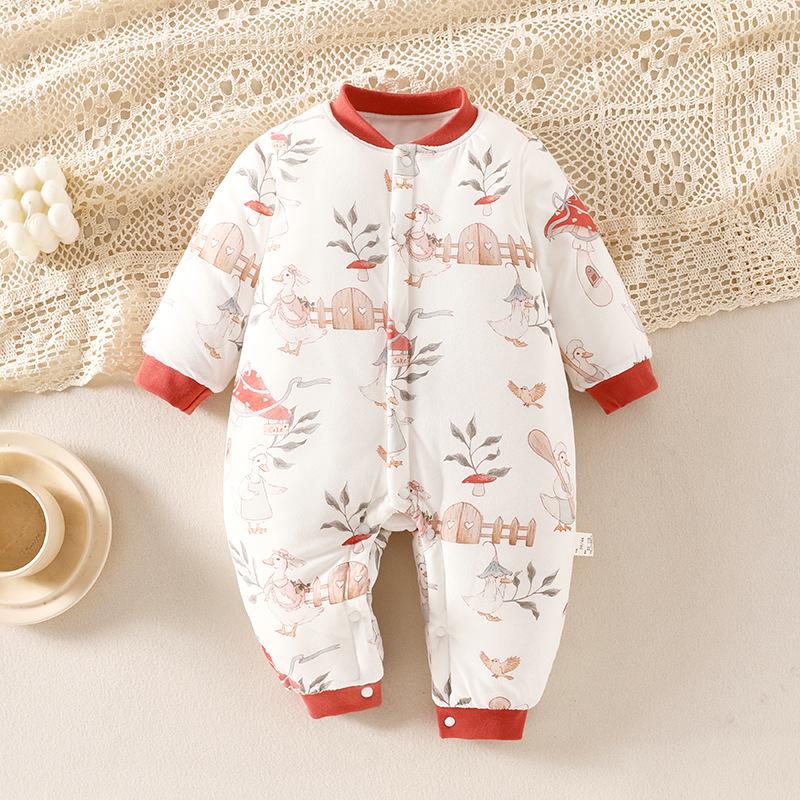 Gesteppter warmer Baumwoll-Neugeborenen-Strampler - Verdickter Winter-Baby-Body