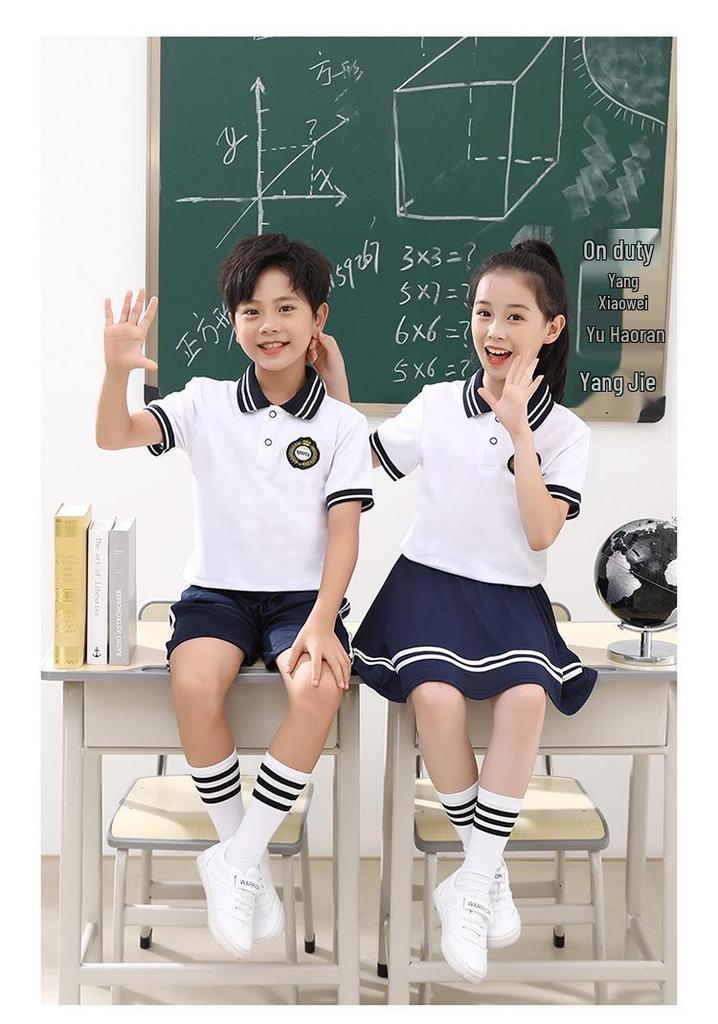 2023 Summer Short Sleeve T-shirt School Uniform Set for Junior & High School Students - Boys & Girls Two-piece Sports Class Uniform