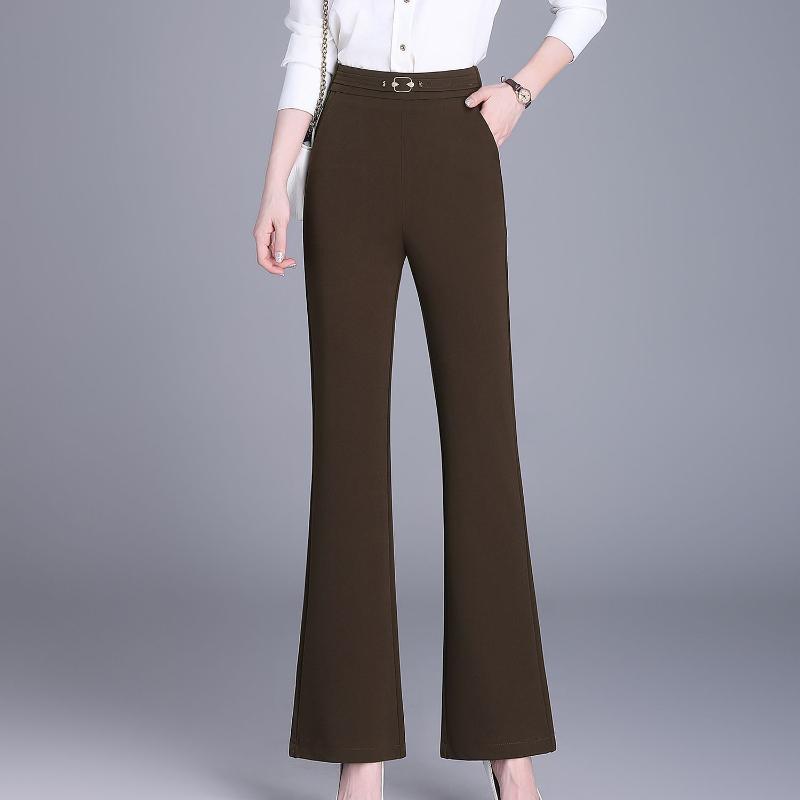 Spring Autumn Hot Suit Pants Temperament Commuting Drooping Micro-flare Pants High-waist Elastic Large-size Loose Flared Pants