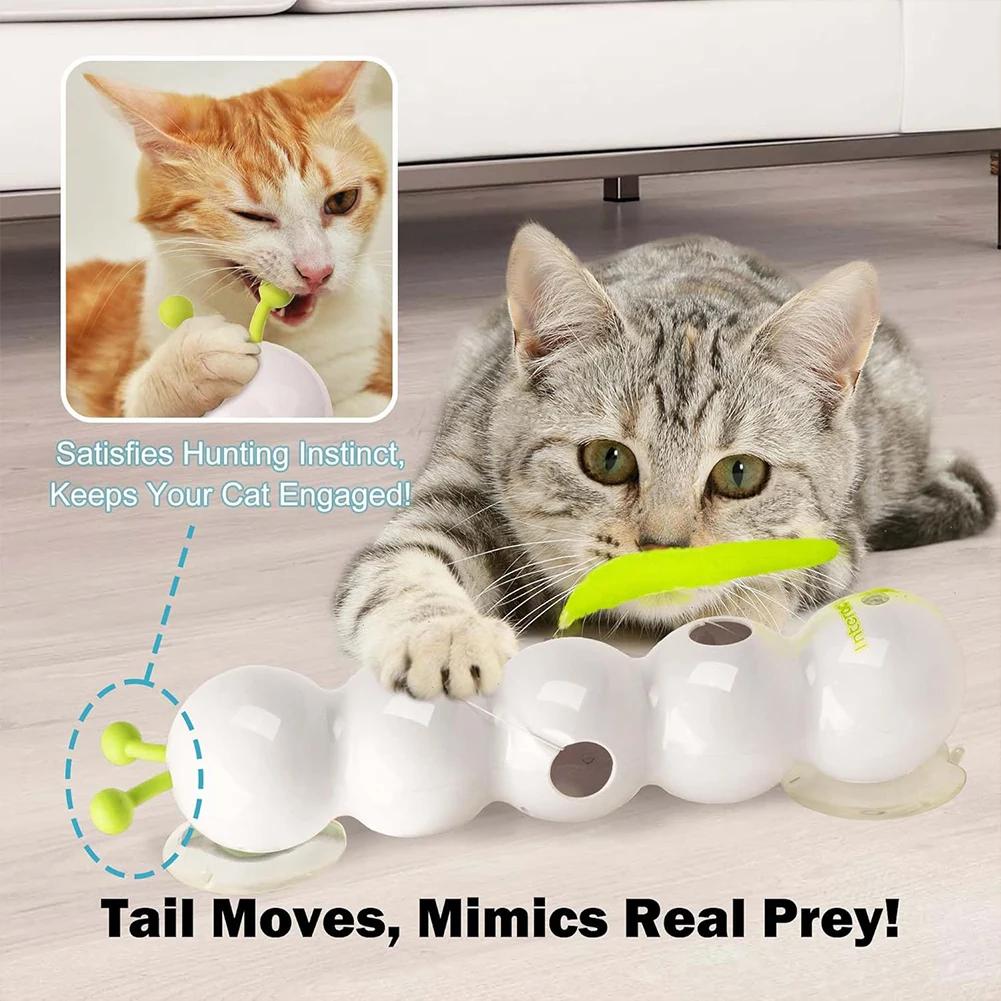 Caterpillar Interactive Cat Toy Motion Activated Teasing Cat Toy Rechargeable Automatic Cat Toy with Tail for Bored Indoor Cats