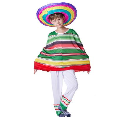 Children's Day Mexican Ethnic Customs Cosplay Clothing Cape Straw Hat Children's Performance Clothes Including Hats