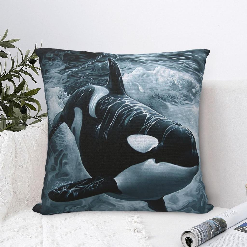 Orca Whale Dancing In Moonlight Pillowcase Cushion Comfort Throw Pillow Sofa Decorative Cushions Used Home Bedroom Living Room
