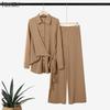 ZANZEA Bluzka z długim rękawem i spodnie damskie, casualowe dwuczęściowe zestawy garniturowe